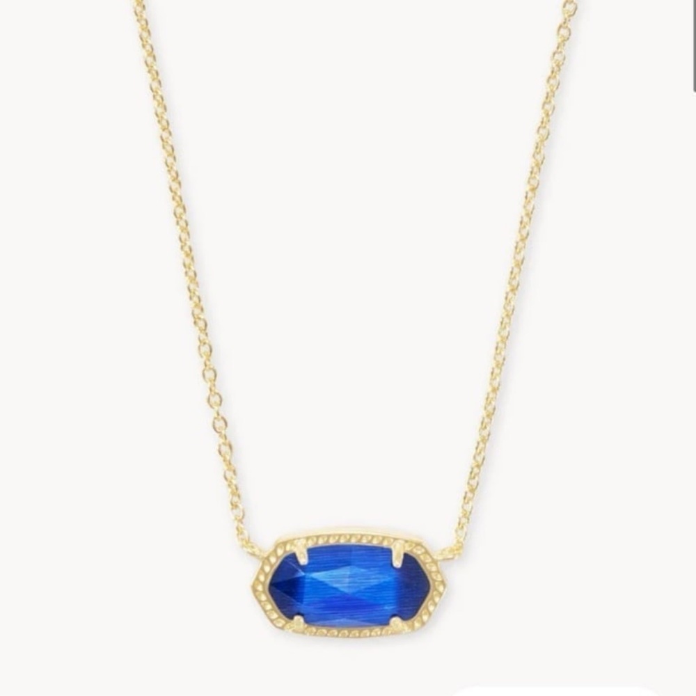 - Kendra Scott Elisa Gold Pendant Necklace in Cobalt Cat's Eye